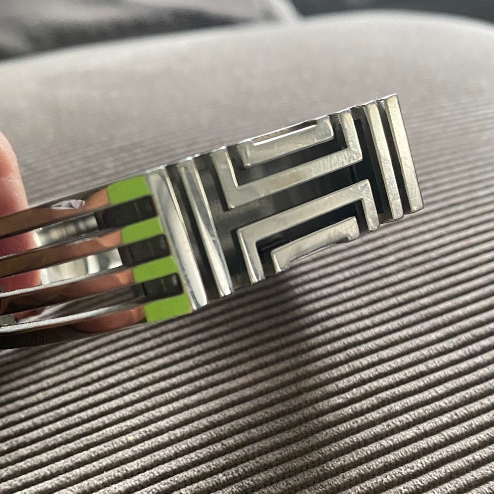 Silver Tone Tory Burch Geometric Women’s Fitbit Bracelet.